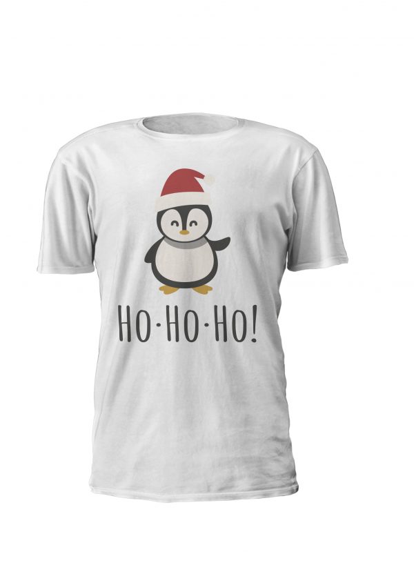 T-Shirt personalizada de Natal para criança com pinguim fofinho! Oh oh oh! Agarra já a tua!